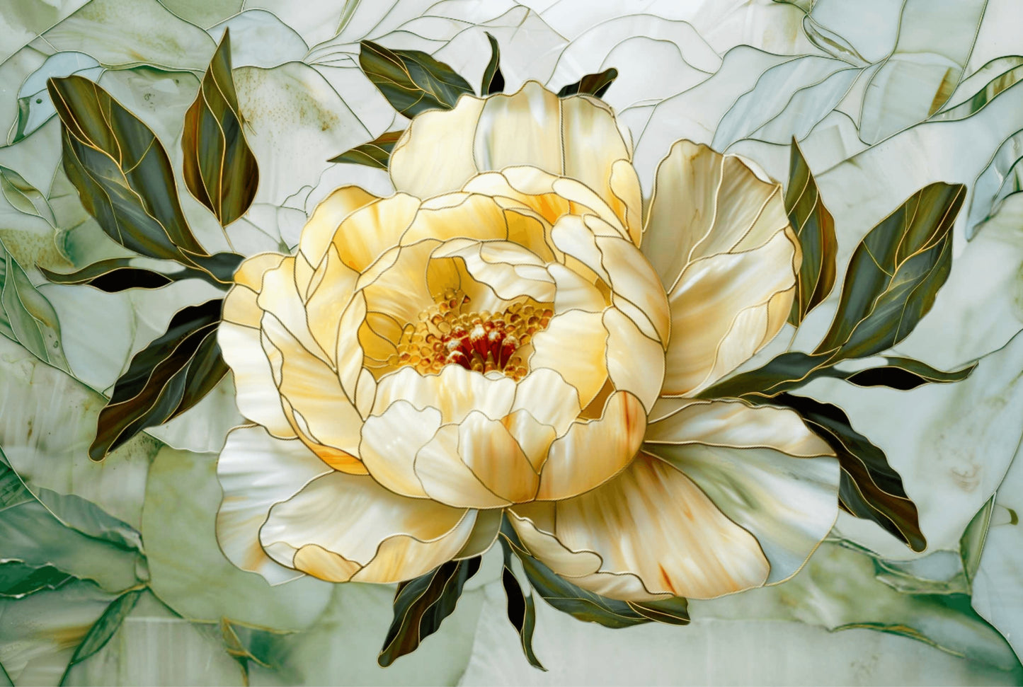 Peony Metal Kitchen Backsplash Panel, Stained Glass Inspired Wall Art