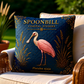 Roseate Spoonbill Coastal Pillow, Nautical Throw Pillow, Navy Coastal Cushion, Beach House & Lake House Decor, Coastal Grandma Style