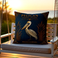 Pelican Coastal Pillow, Nautical Throw Pillow, Navy Coastal Cushion, Beach House & Lake House Decor, Coastal Grandma Style