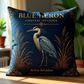 Blue Heron Coastal Pillow, Nautical Throw Pillow, Navy Coastal Cushion, Beach House & Lake House Decor, Coastal Grandma Style
