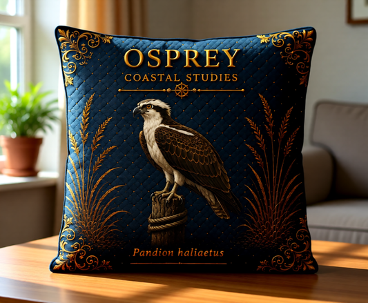 Osprey Coastal Pillow, Nautical Throw Pillow, Navy Coastal Cushion, Beach House & Lake House Decor, Coastal Grandma Style