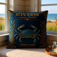 Blue Crab Coastal Pillow, Nautical Throw Pillow, Navy Coastal Cushion, Beach House & Lake House Decor, Coastal Grandma Style