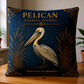 Pelican Coastal Pillow, Nautical Throw Pillow, Navy Coastal Cushion, Beach House & Lake House Decor, Coastal Grandma Style