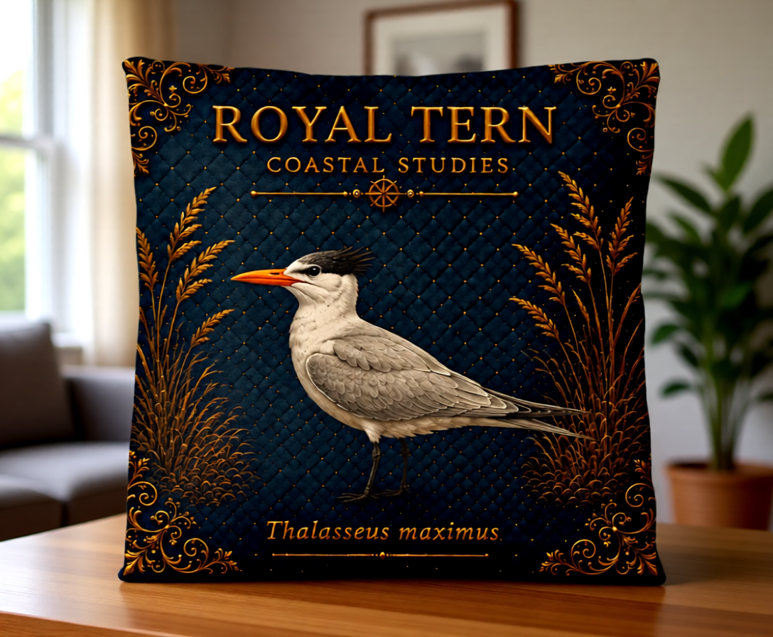 Royal Tern Coastal Pillow, Nautical Throw Pillow, Navy Coastal Cushion, Beach House & Lake House Decor, Coastal Grandma Style