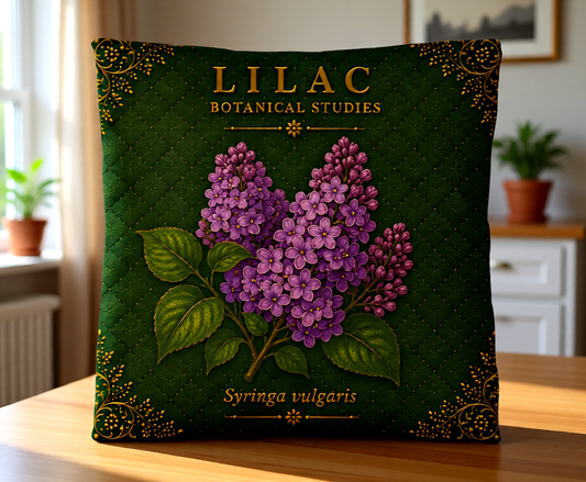 Lilac Botanical Pillow, Vintage Floral Throw Pillow, Cottagecore Cushion, English Garden Decor, Botanical Home Accent
