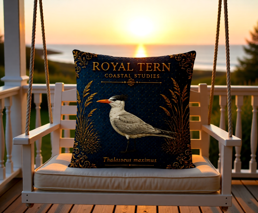 Royal Tern Coastal Pillow, Nautical Throw Pillow, Navy Coastal Cushion, Beach House & Lake House Decor, Coastal Grandma Style